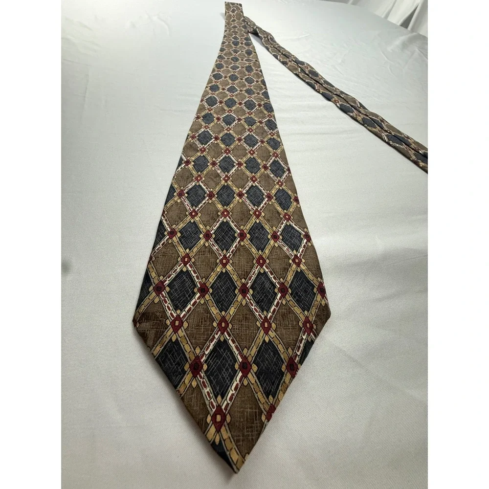 Robert Talbott Best of Class Nordstrom Geometric Silk Tie Brown Blue Red